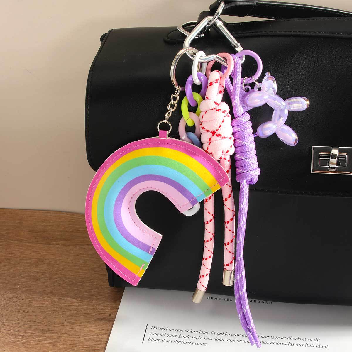Rainbow Dog Rope Keychain Bag Charms