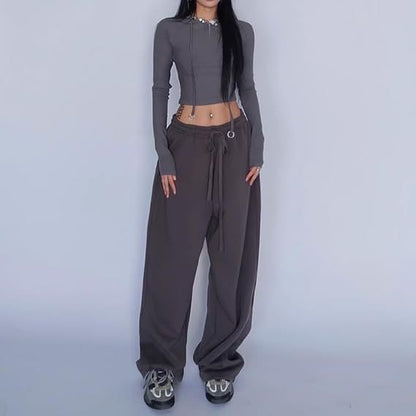 Straight Drawstring Loose Sports Pants