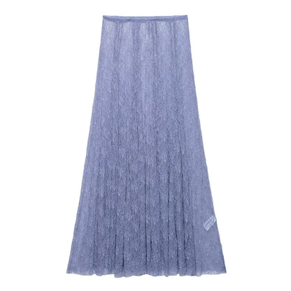 Lace Ruffle Spaghetti Top Maxi Skirt Sets