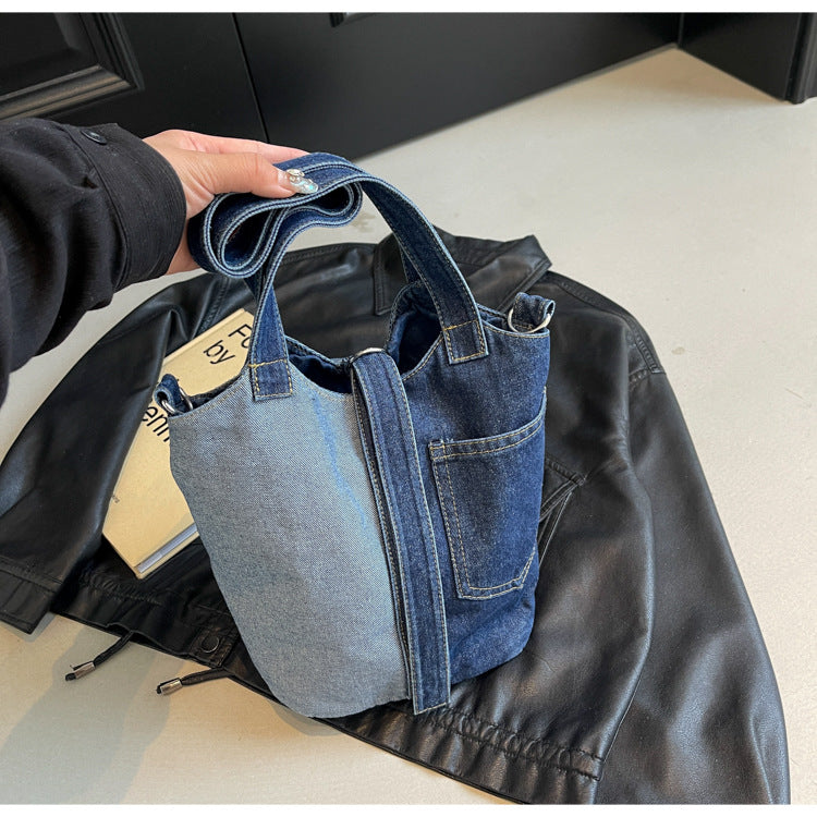 2+ Contrast Color Splice Demin Shoulder bags
