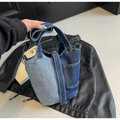 2+ Contrast Color Splice Demin Shoulder bags