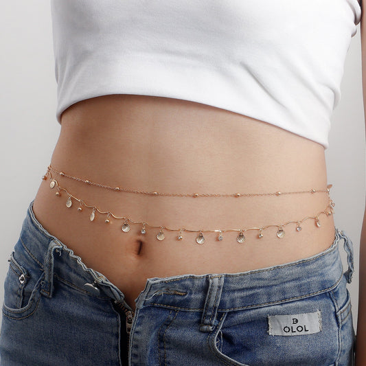 Simple Shell Sequin Rhinestone Waist Chain