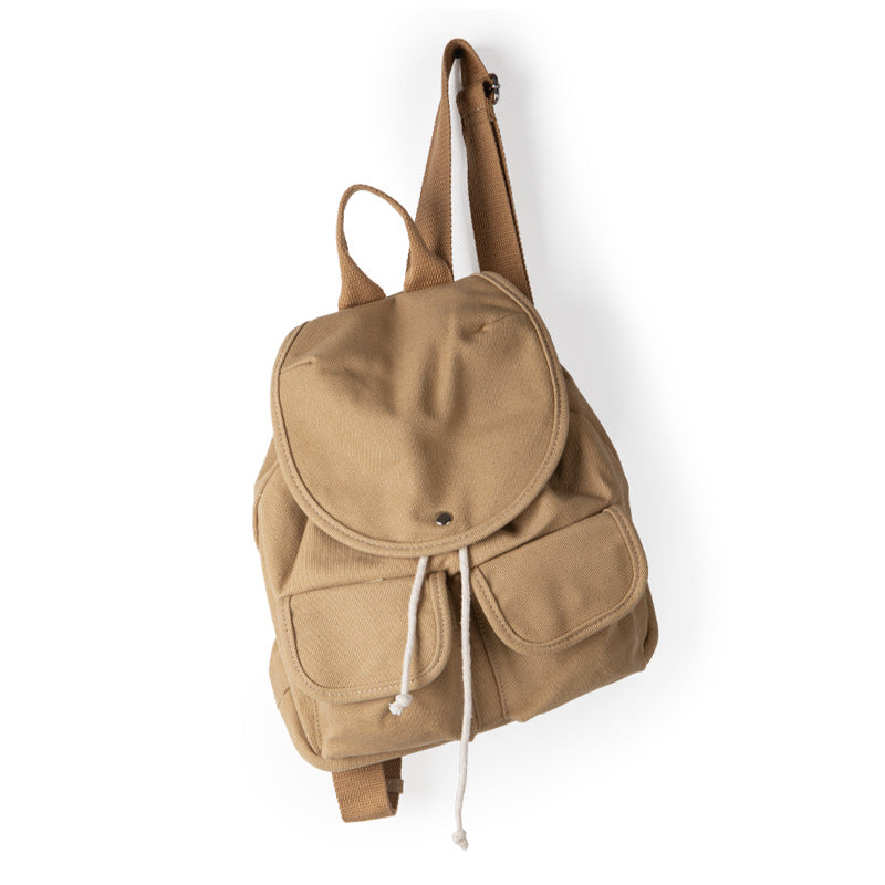 Simple Large Capacity Canvas Drawstring Backpack