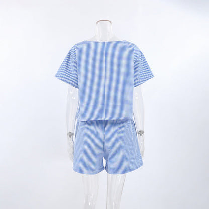 Plaid String Tie Homewear Sets