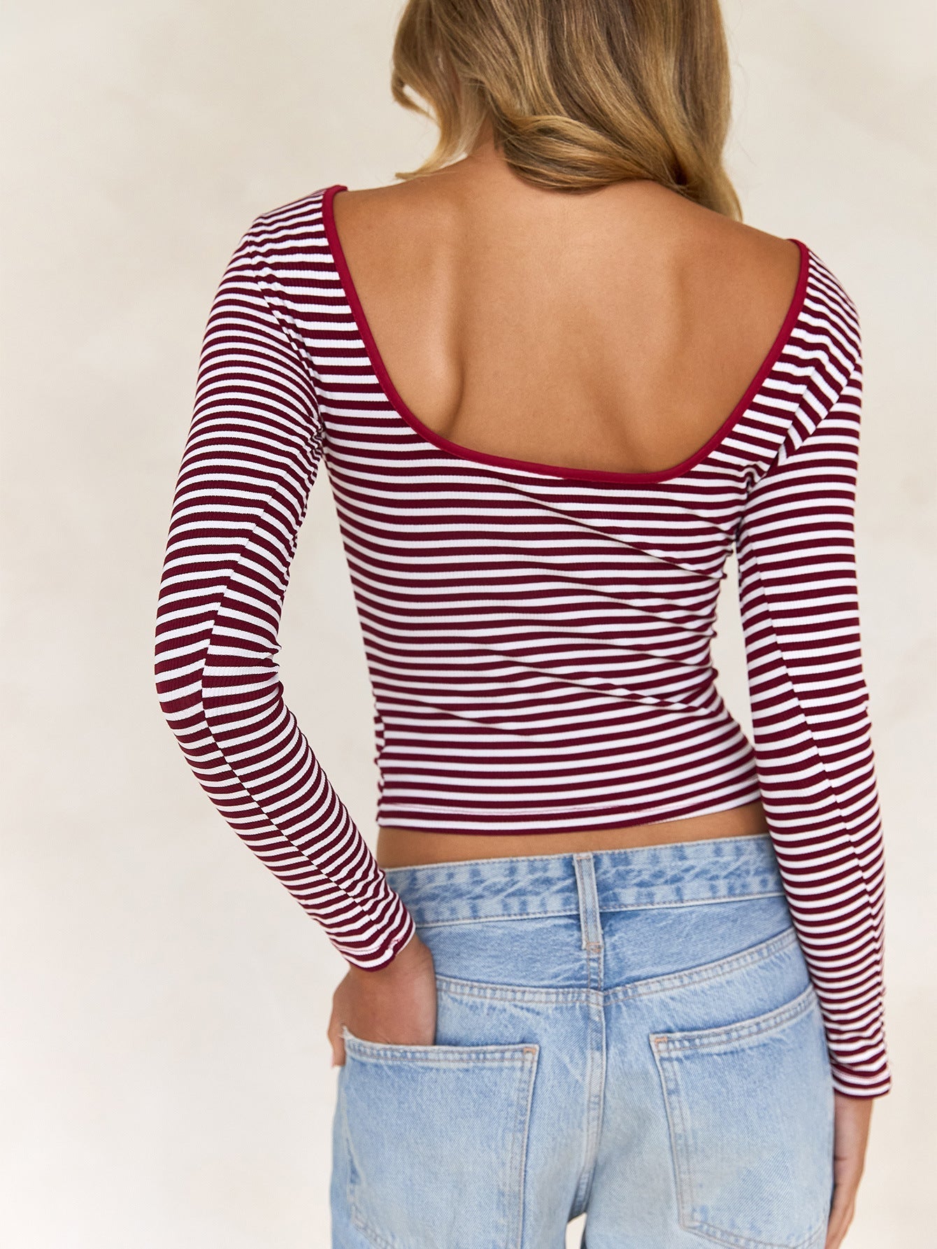 Striped Simple Backless Slim Top