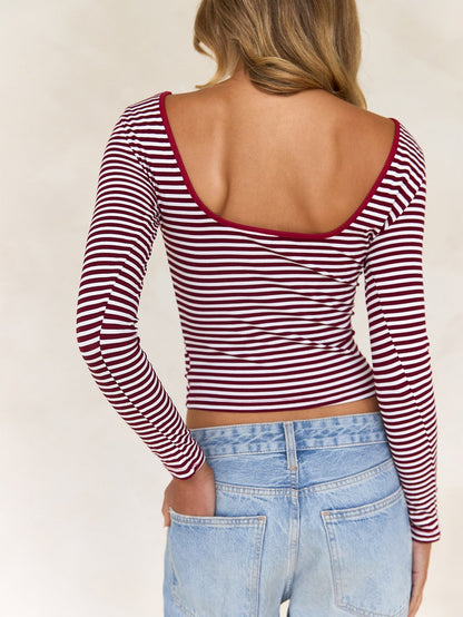 Striped Simple Backless Slim Top