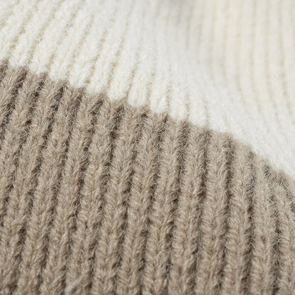 Contrast Color Padded Daily Knit Pom Beanie