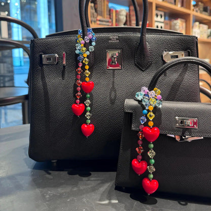Red Heart Pendant Keychain Bag Charm