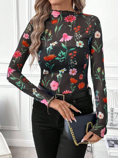 Sexy Leopard Print Mesh Slim Top