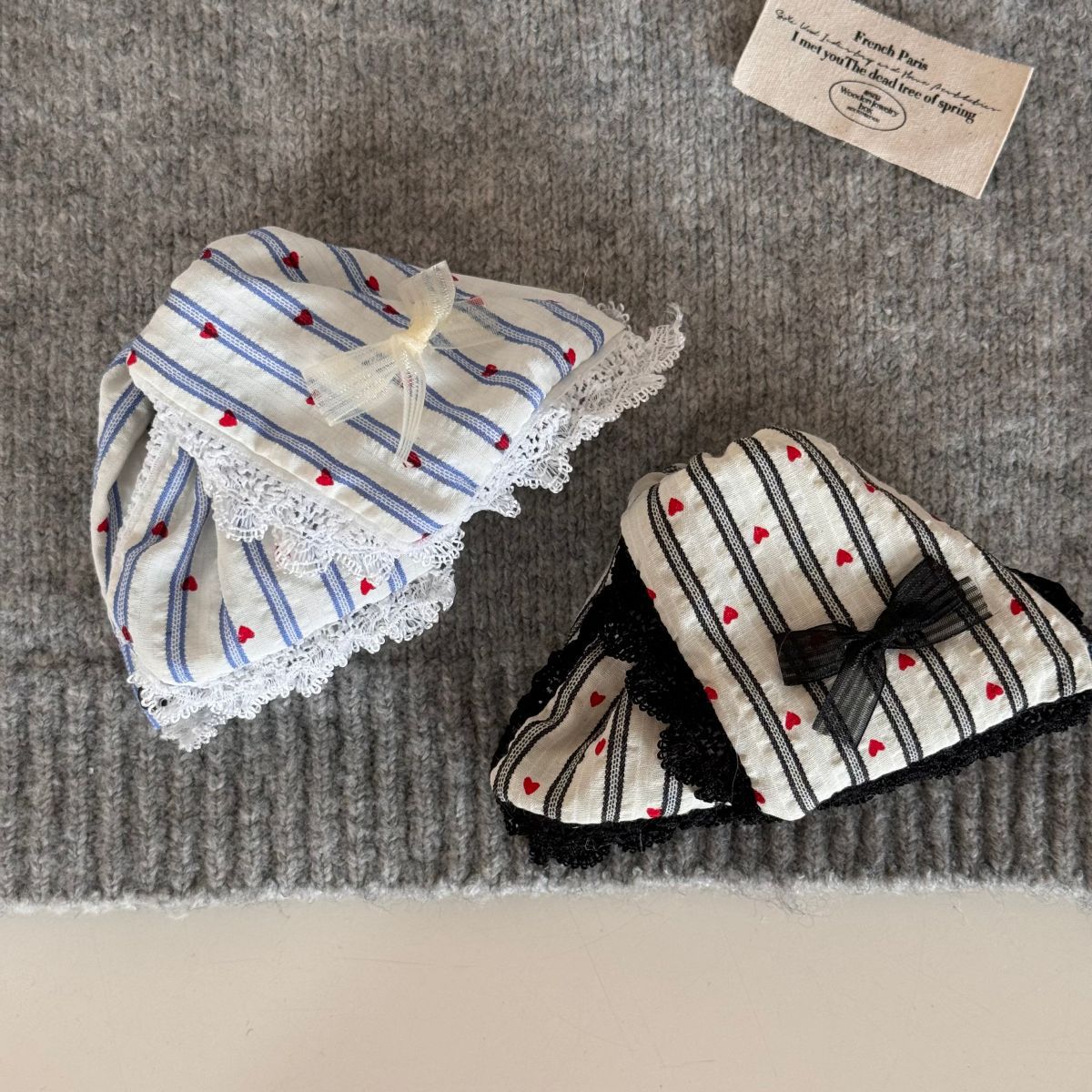 Striped Heart Print Bow Knot Hair Claw