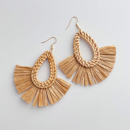 Elegant Simple Elegant Rattan Hoop Earrings