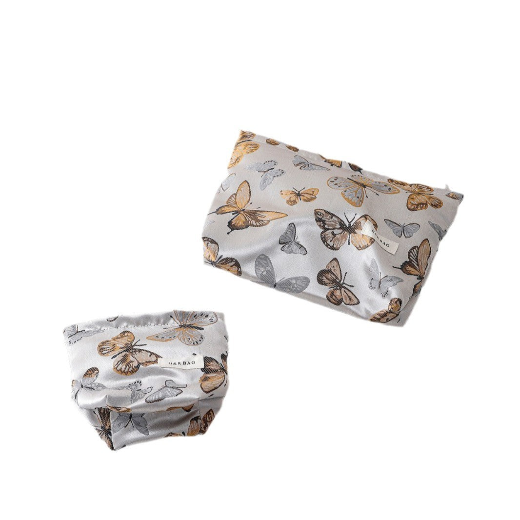 Vintage Butterfly Print Portable Makeup Bag