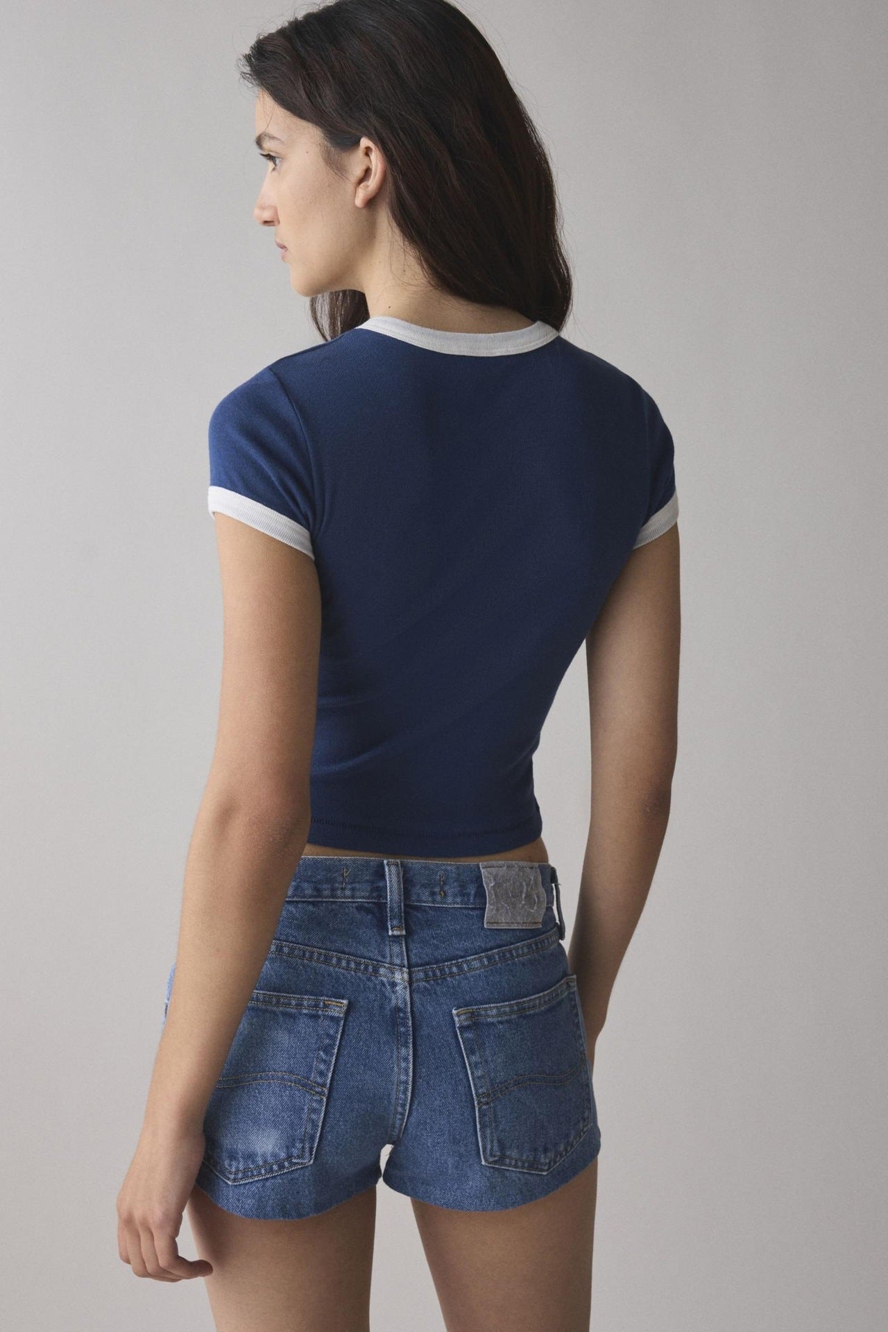 Color Block Print Ribbed Slim Tops