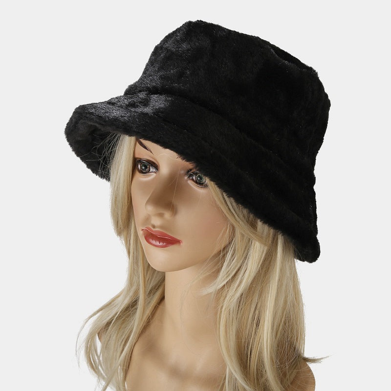 Simple Solid Color Thicken Winter Bucket Hat