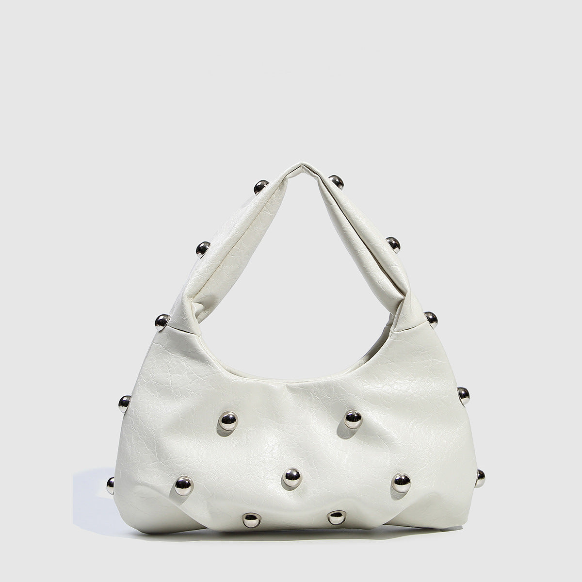 Fashion Studded Solid Color Dumpling Bag