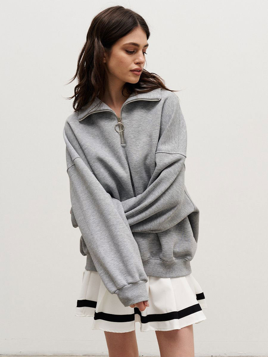 Loose Lapel Zipper Hoodie