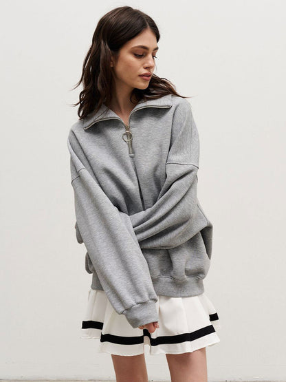 Loose Lapel Zipper Hoodie