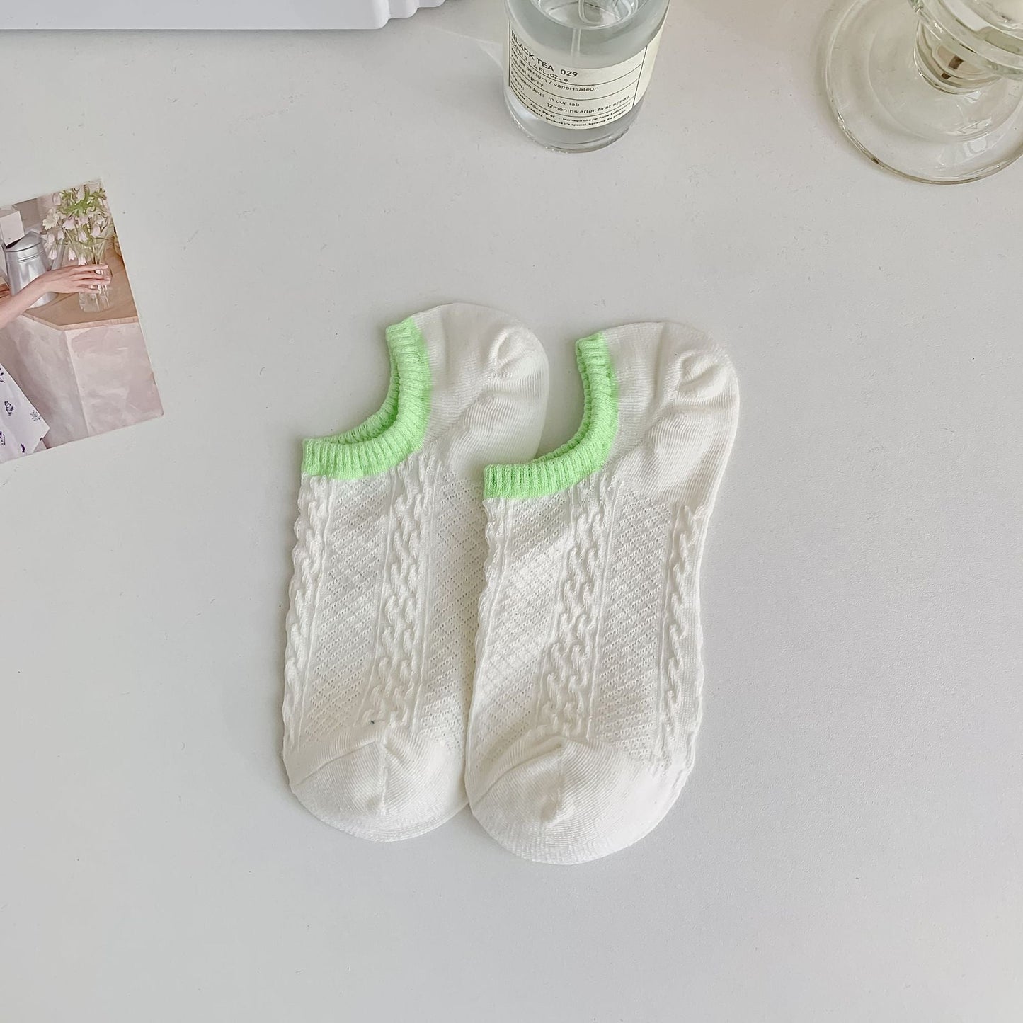 Color Block Sweet Simple Low Ankle Socks