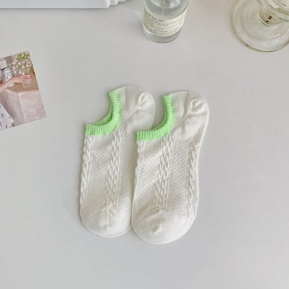 Color Block Sweet Simple Low Ankle Socks