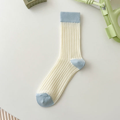 Color Block Ribbed Thin Socks