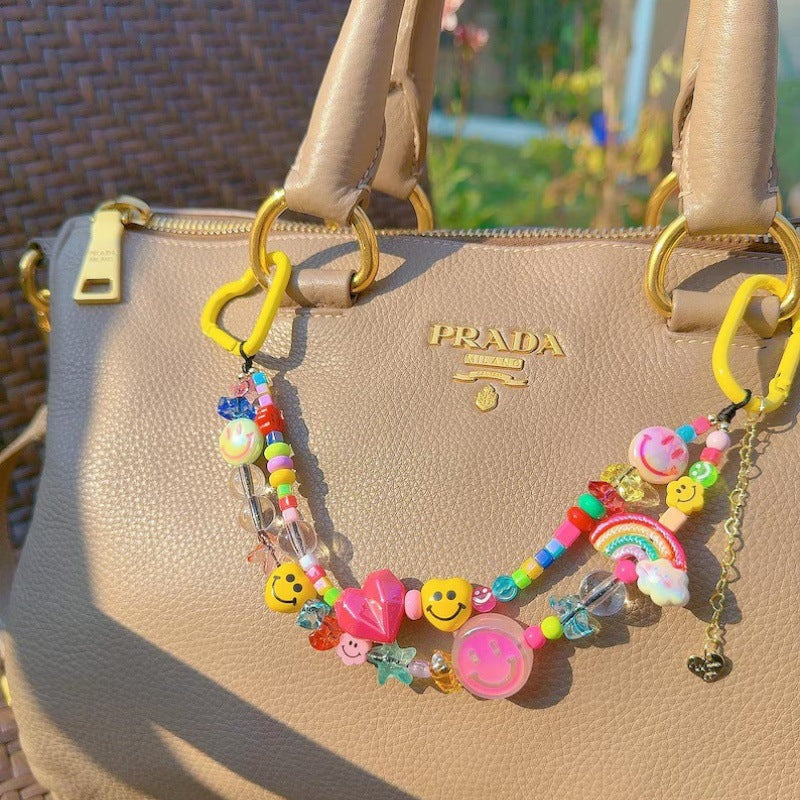 Minimalist Colorful Smile Beaded Bag Charm