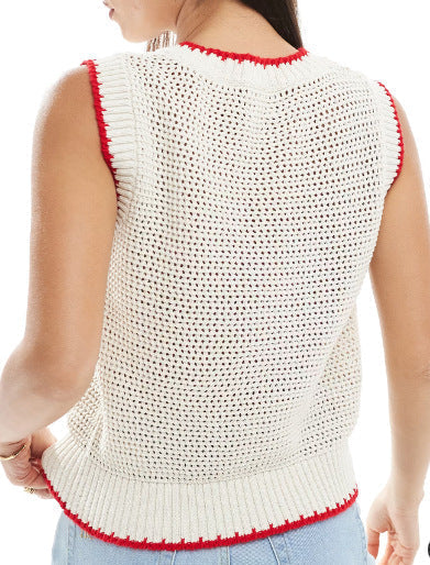 Casual Hollow Out Loose Sleeveless Knit Vest