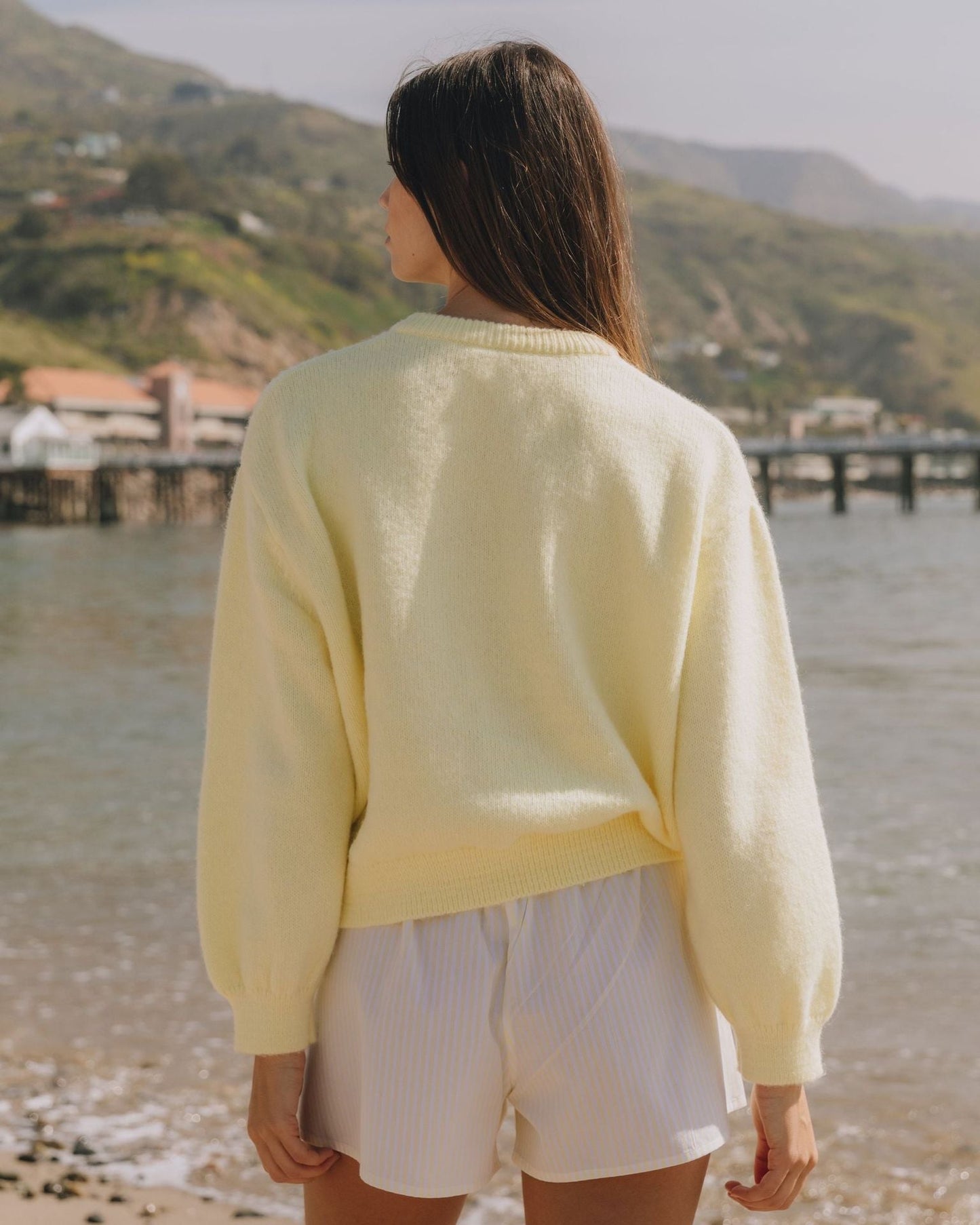 Solid Color Round Neck Loose Cardigan