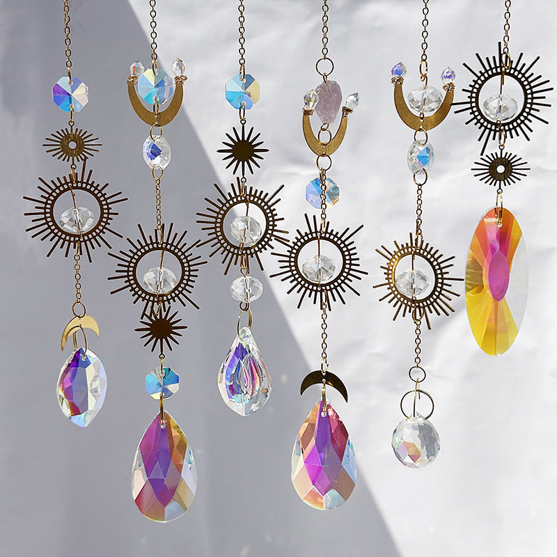 Sun Moon Suncatcher Colorful Crystal Decoration