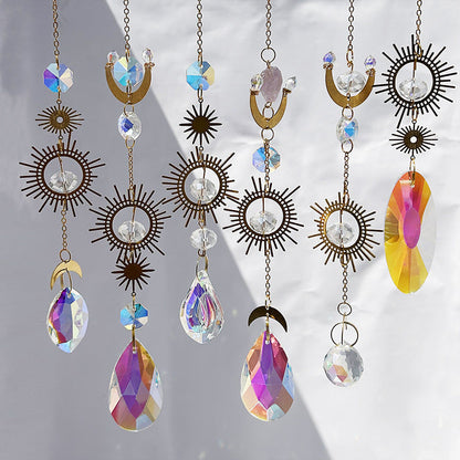 Sun Moon Suncatcher Colorful Crystal Decoration