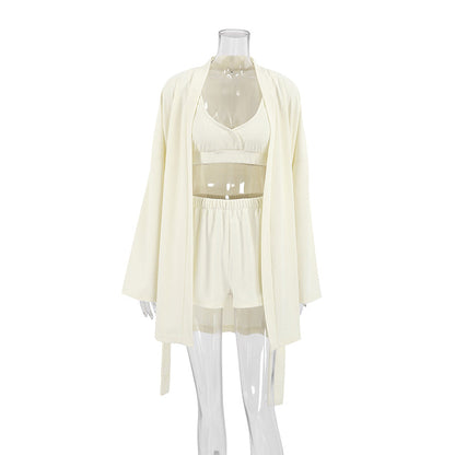 3PCS Waffle Solid Color Homewear Sets