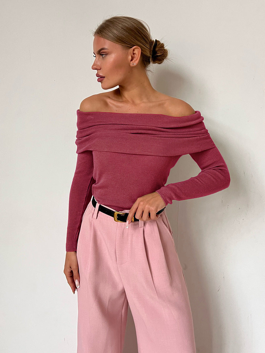 Off Shoulder Sexy Solid Color Knit Top