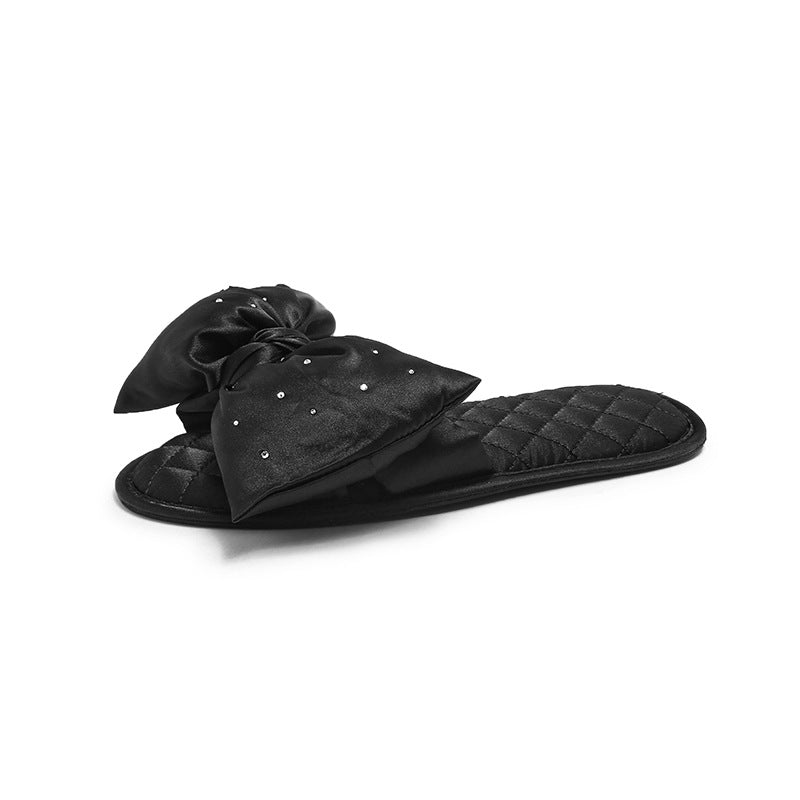 Rhinestone Bow Knot Solid Color Home Slippers