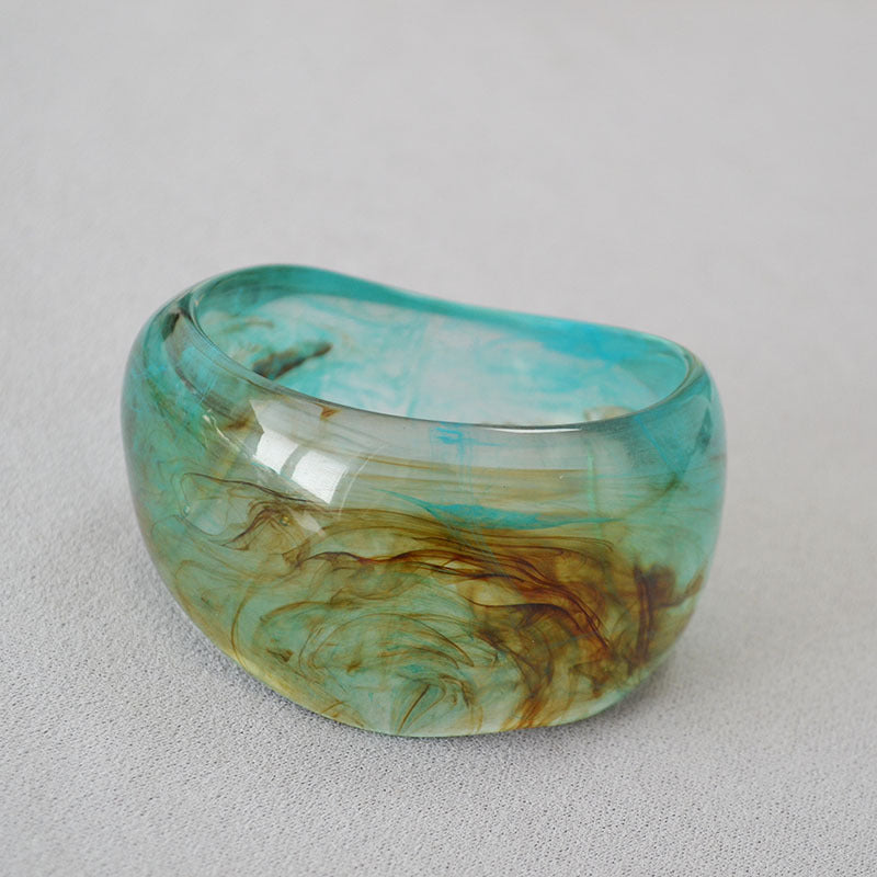Vintage Irregular Ink-Marbled Cuff Bracelet