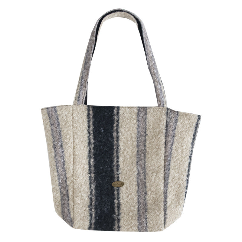 Plaid Striped Color Block Large Capacity Tote Bag