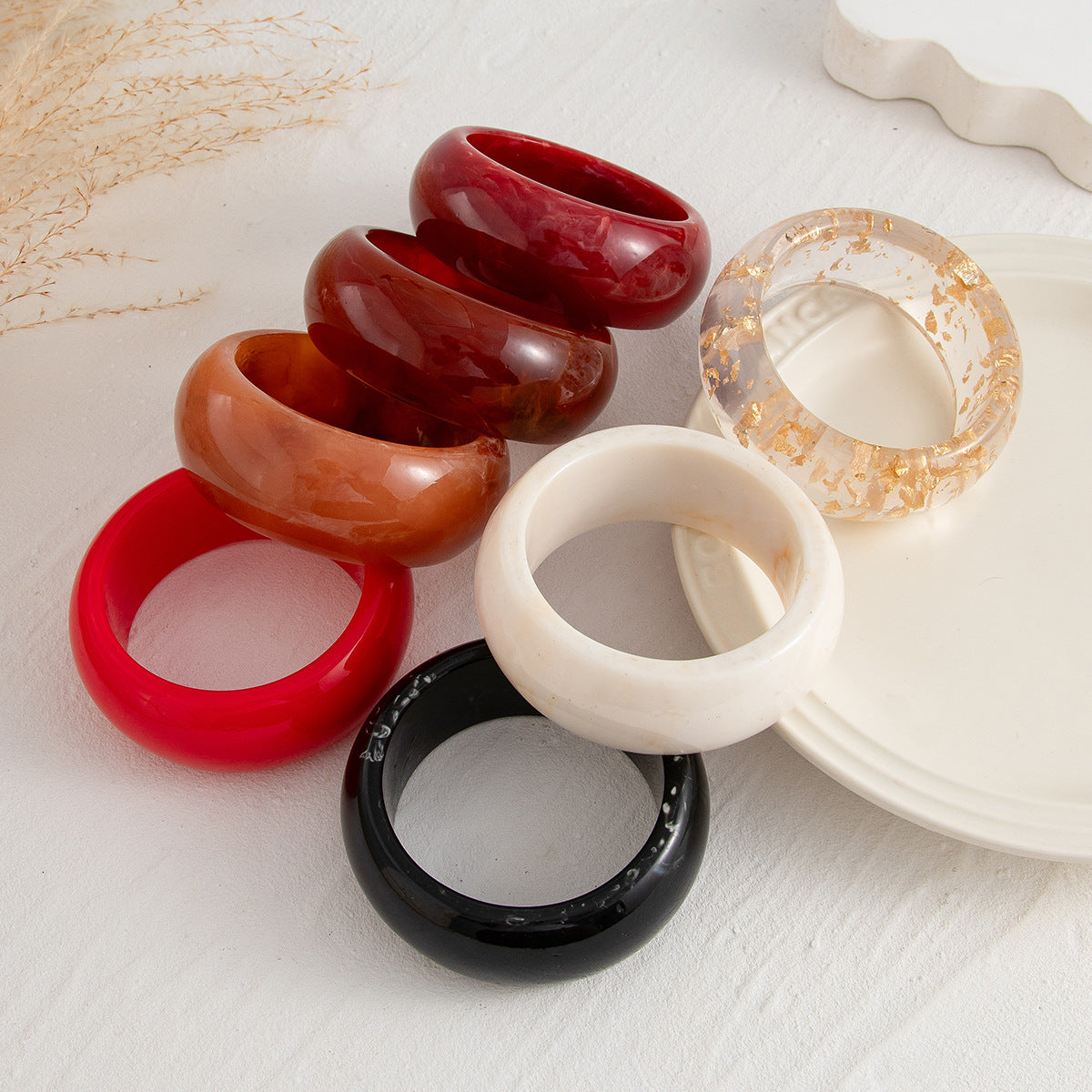 Wide Smooth Steet Acrylic Bracelets