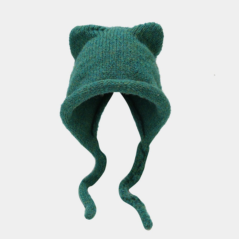 Cute Cat Ear Thermal Knit Beanie Hat