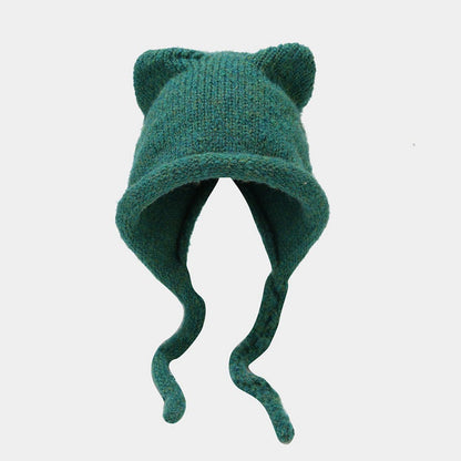Cute Cat Ear Thermal Knit Beanie Hat
