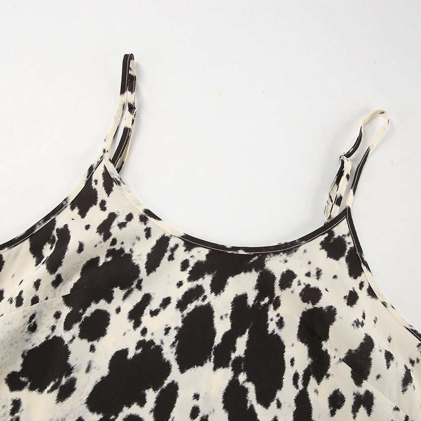 Sexy Spaghetti String Printed  A-Line Dress