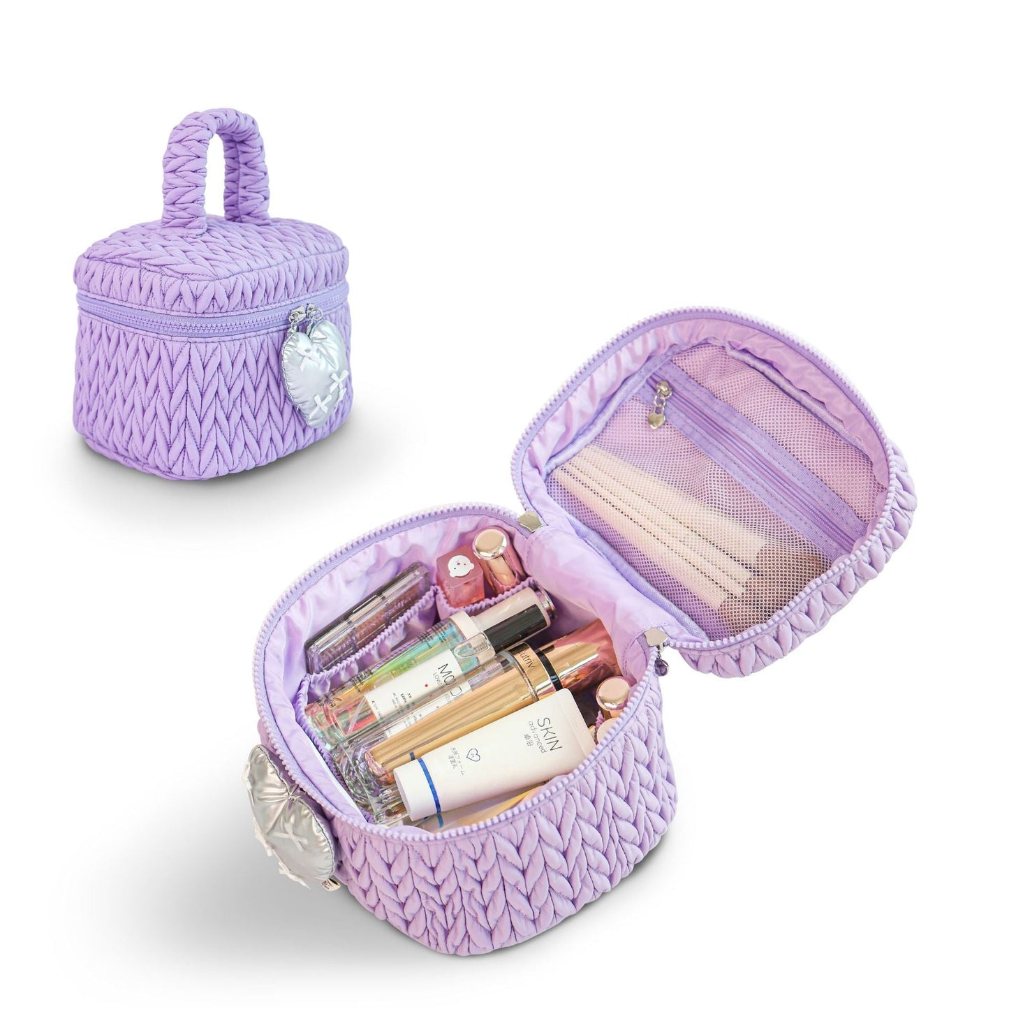 Cute Color Block Padded Large Cpacity Make Up Bag