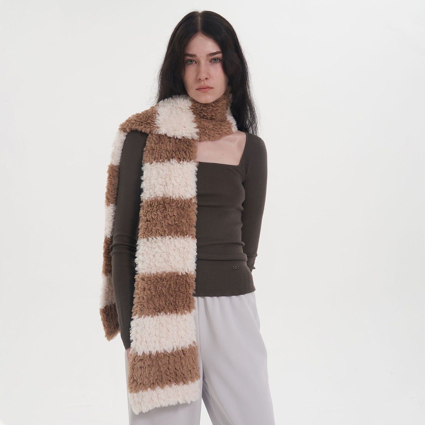 2+ Soft Cute Contrast Color Knit Scarves