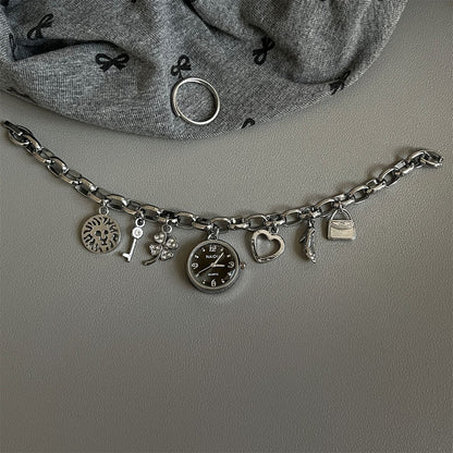 Heart Pendant Charm Bracelet Quartz Watch