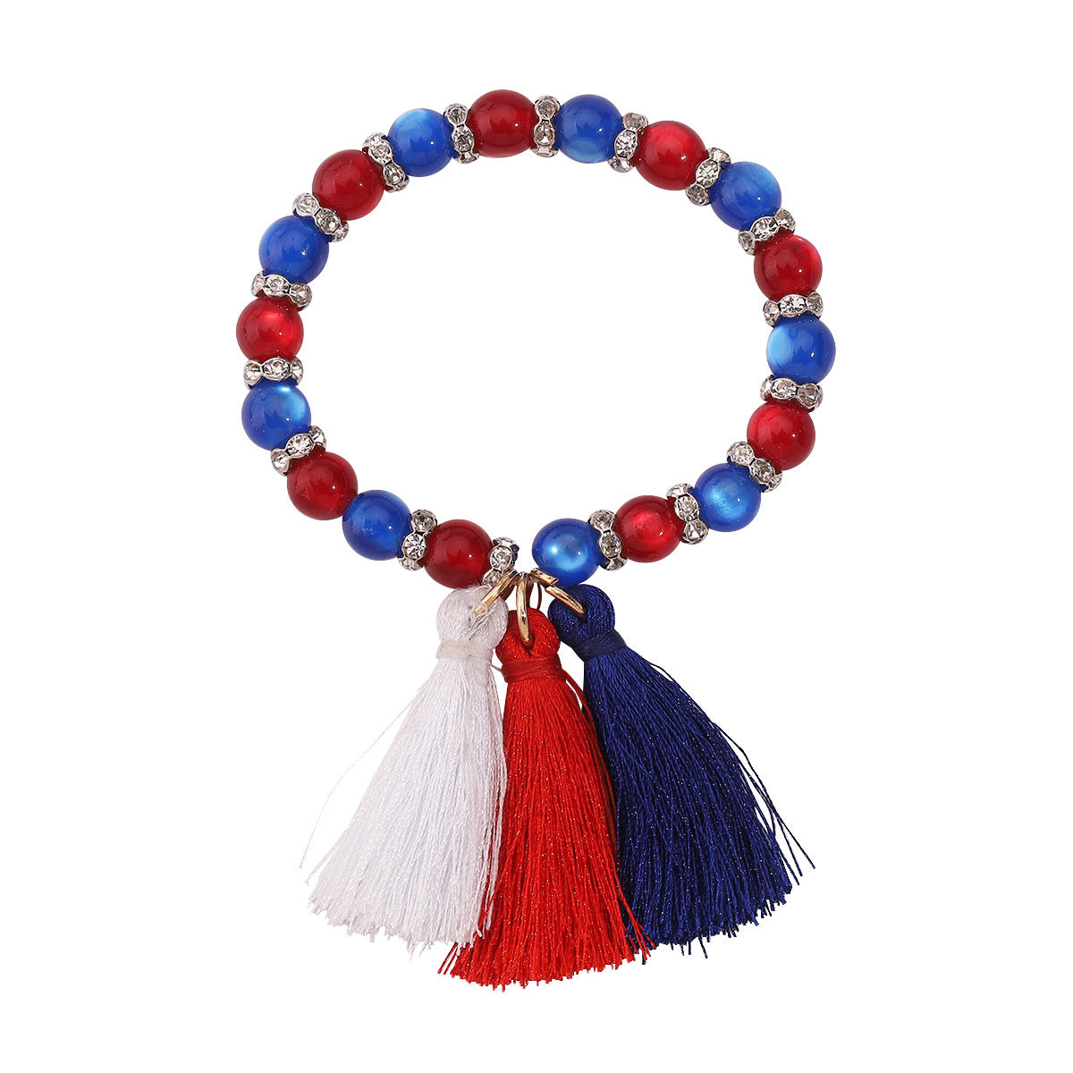Independence Day Handmade Beaded Tassel Bracelet