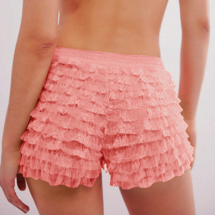 Ruffle Solid Color Low Waist Shorts
