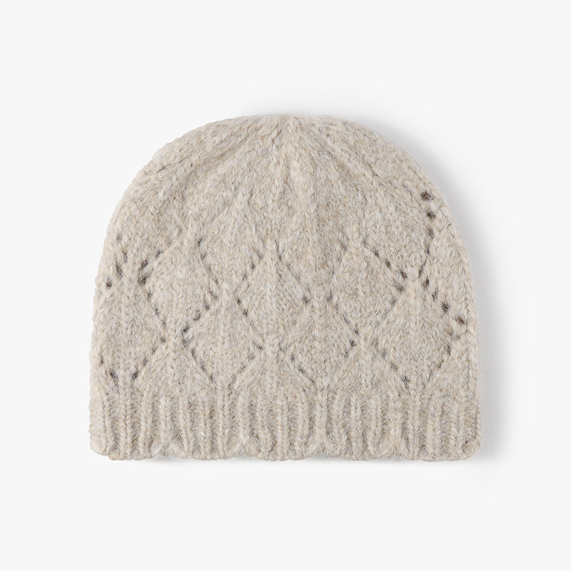 Solid Color Jacquard Knit Beanie