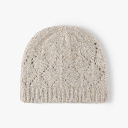 Solid Color Jacquard Knit Beanie