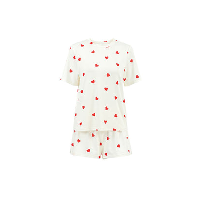 2PCS Love Print Knit Sleepwear Sets