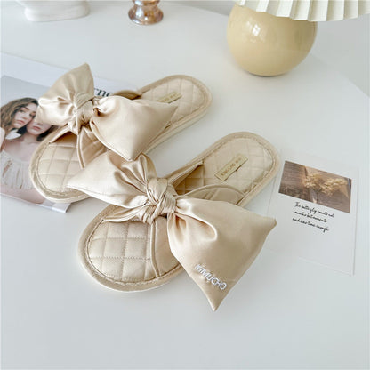 Elegant Bow Knot Embroidered Home Slippers