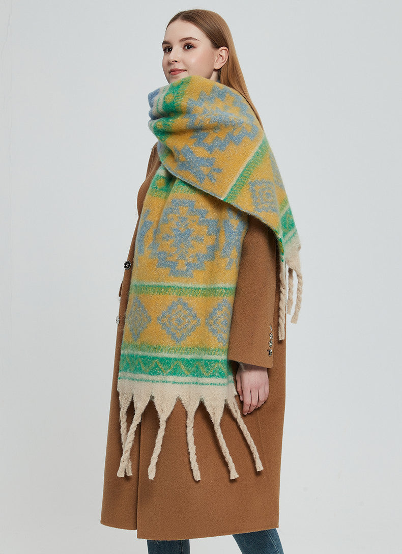 Contrast Color Tassel Mohair Scarves