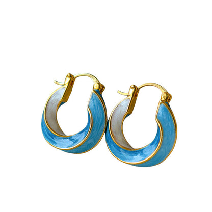 Vintage Twist Oil Drip Hoop Earrings