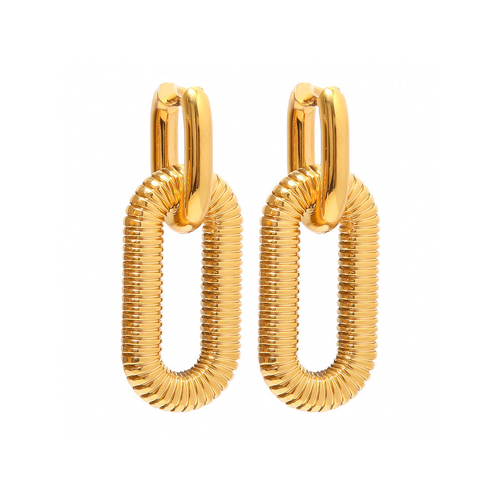 Gold Plated Stainless Steel Chain Hoop Earrings